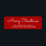 Merry Christmas Elegant Red Hand Lettered Label<br><div class="desc">Modern script text for personalized return address labels. Just add your own custom greeting,  name and address to create a fun and festive decoration for holiday greeting cards and packages.</div>