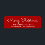 Merry Christmas Elegant Red Hand Lettered Label<br><div class="desc">Modern script text for personalized return address labels. Just add your own custom greeting,  name and address to create a fun and festive decoration for holiday greeting cards and packages.</div>