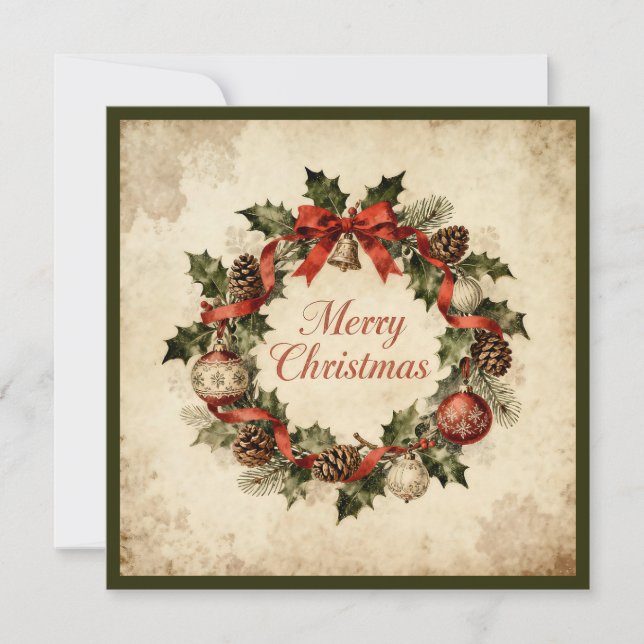 Merry Christmas-Elegant Rustic Simple Typography  Holiday Card (Front)