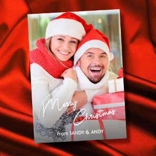 Merry Christmas Elegant Script 2 Side Design Photo Holiday Card