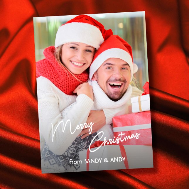 Merry Christmas Elegant Script 2 Side Design Photo Holiday Card (Creator Uploaded)