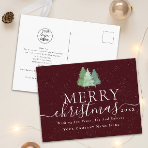Merry Christmas Elegant Script Business Logo Holiday Postcard