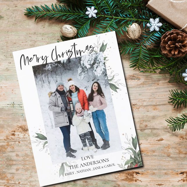 Merry Christmas Elegant Script Photo Christmas Holiday Postcard (Merry Christmas Elegant Script Photo Christmas Holiday Postcard)