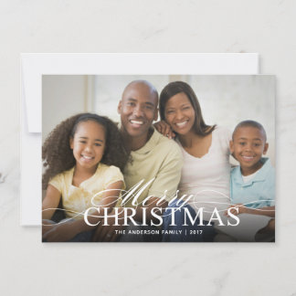 Merry Christmas Elegant Script Photo Flat Card