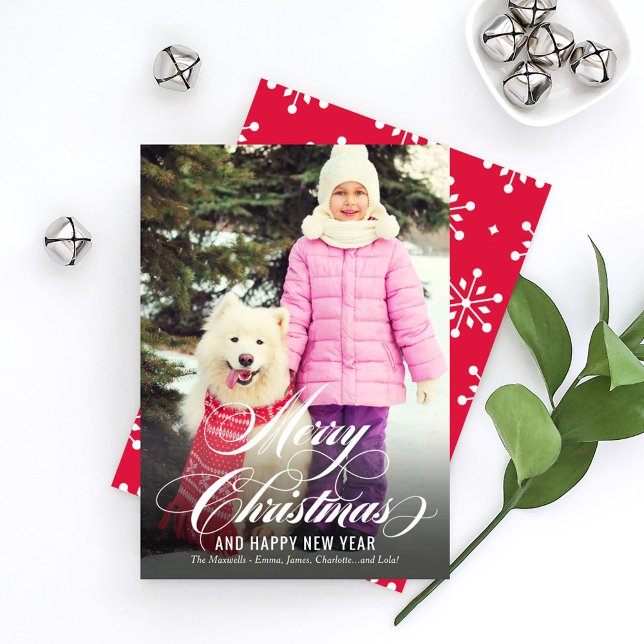 Merry Christmas Elegant Script Photo Holiday Card (Creator Uploaded)