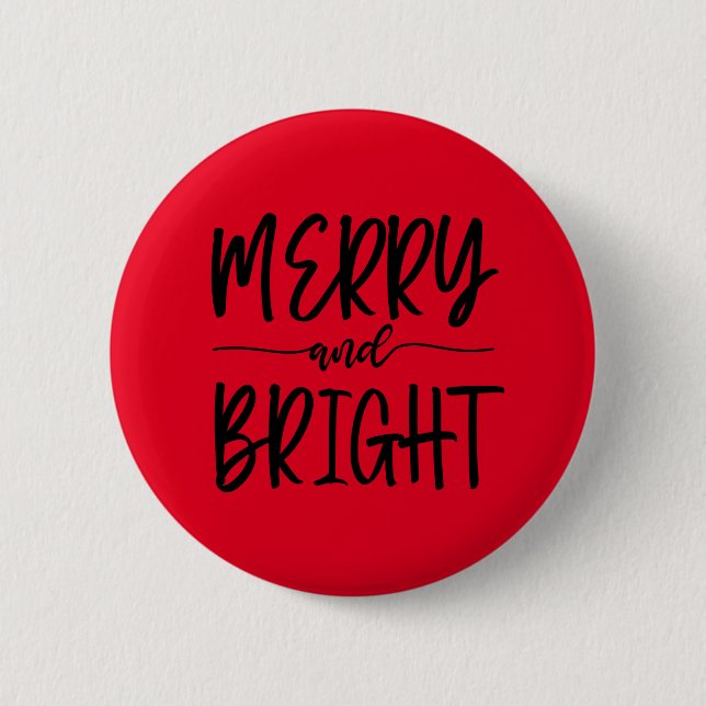 Merry Christmas Elegant Script Red 2 Inch Round Button (Front)