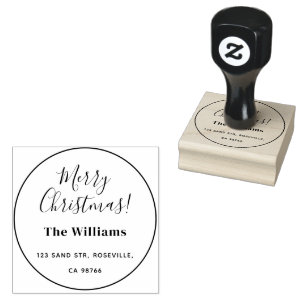 Merry Christmas Elegant Script Rubber Stamp