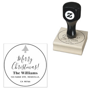 Merry Christmas Elegant Script Rubber Stamp