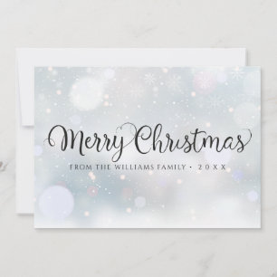 Merry Christmas Elegant Script Snowflakes Holiday Card