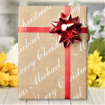Merry Christmas Elegant Script Text Kraft Style Wrapping Paper<br><div class="desc">Customize the text, and easily create your personalized wrapping paper. Click CUSTOMIZE FURTHER to change the text colour. You can TRANSFER this DESIGN on other Zazzle products and adjust it to fit most of the Zazzle items. Standard Studio designs are made in high-resolution vector graphics for a professional print. Thank...</div>