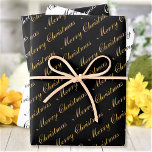 Merry Christmas Elegant Script Text Wrapping Paper Sheet<br><div class="desc">Customize the text and easily create your personalized Christmas wrapping paper. Click CUSTOMIZE FURTHER to change the background colour or text colour. You can TRANSFER this DESIGN on other Zazzle products and adjust it to fit most of the Zazzle items. Standard Studio designs are made in high-resolution vector graphics for...</div>