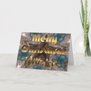 Merry Christmas Elegant Star Silver Turquoise Holiday Card