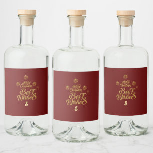 Merry Christmas Elegant Trendy Liquor Bottle Label