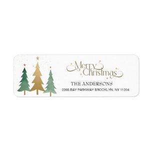 Merry Christmas Elegant Watercolor Pine Trees