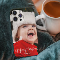 Merry Christmas Elegant White Typography Photo