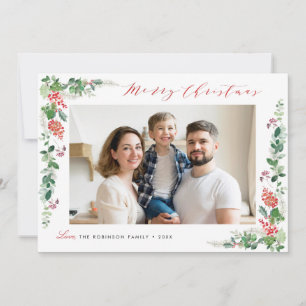 merry christmas elegant winter foliage holiday card