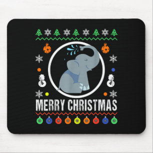 Merry Christmas Elephant Ugly Sweater Xmas Knit Mouse Pad