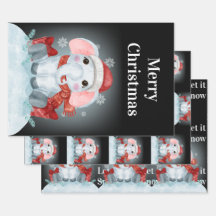 Merry Christmas Elephant   Wrapping Paper Sheets