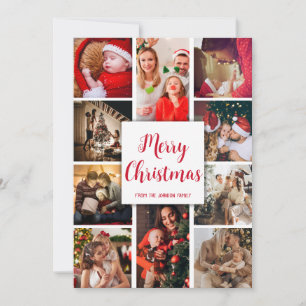 Merry Christmas eleven photos calligraphy text  Holiday Card