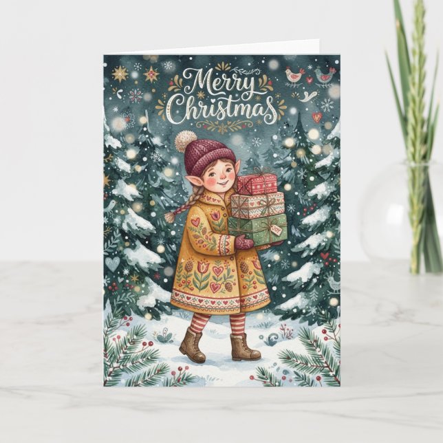 Merry Christmas Elf  Card (Front)