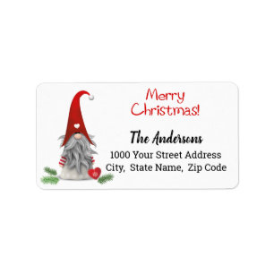 Merry Christmas Elf Gnome Label