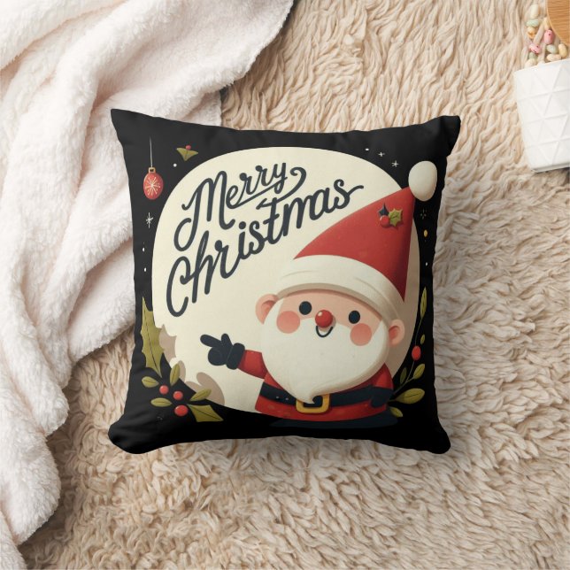 Merry Christmas Elf Hat Throw Pillow (Blanket)