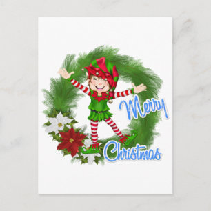 Merry Christmas Elf Holiday Postcard