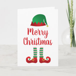 Merry Christmas Elf Outfit Red Green Card