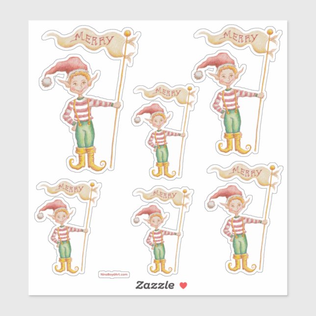 Merry Christmas Elf vinyl cut stickers (Feuille)