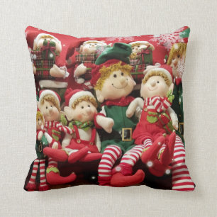 Merry Christmas Elves Throw Pillow