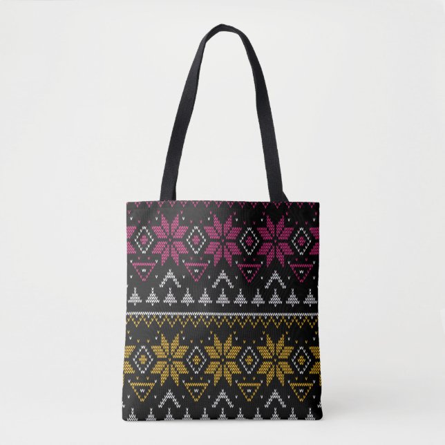 Merry Christmas embroidery cross stitch ugly sweat Tote Bag (Front)