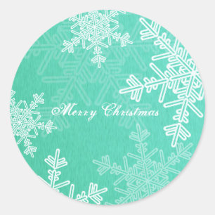 Merry Christmas Emerald Snowflake Minimalist  Classic Round Sticker