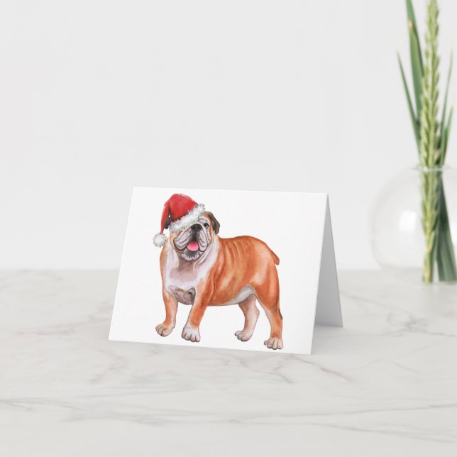 Merry Christmas English Bull DOG Greeting Card (Front)