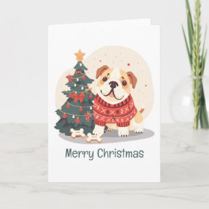 Merry Christmas English Bulldog Holiday Sweater Card