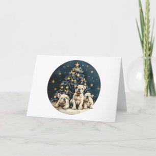 Merry Christmas English Bulldog Puppies Holiday Card