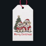 Merry Christmas English Bulldog Santa Hats Gift Tags<br><div class="desc">Cute illustration of English Bulldogs ready for Christmas. Perfect for pet lovers and dog parents during the holiday season.</div>