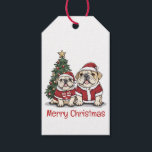 Merry Christmas English Bulldog Santa Hats Gift Tags<br><div class="desc">Cute illustration of English Bulldogs ready for Christmas. Perfect for pet lovers and dog parents during the holiday season.</div>