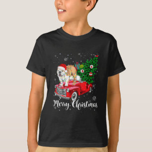 Merry Christmas English Bulldog Santa Red Truck Xm T-Shirt