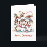 Merry Christmas English Bulldogs Holiday Card<br><div class="desc">Cute illustration of English Bulldogs ready for Christmas. Perfect for pet lovers and dog parents during the holiday season.</div>