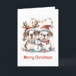 Merry Christmas English Bulldogs Holiday Card<br><div class="desc">Cute illustration of English Bulldogs ready for Christmas. Perfect for pet lovers and dog parents during the holiday season.</div>