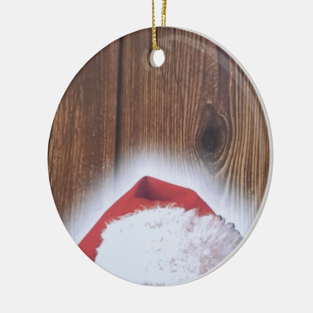 Merry Christmas Eve, Hat of Santa Ceramic Ornament (Left)