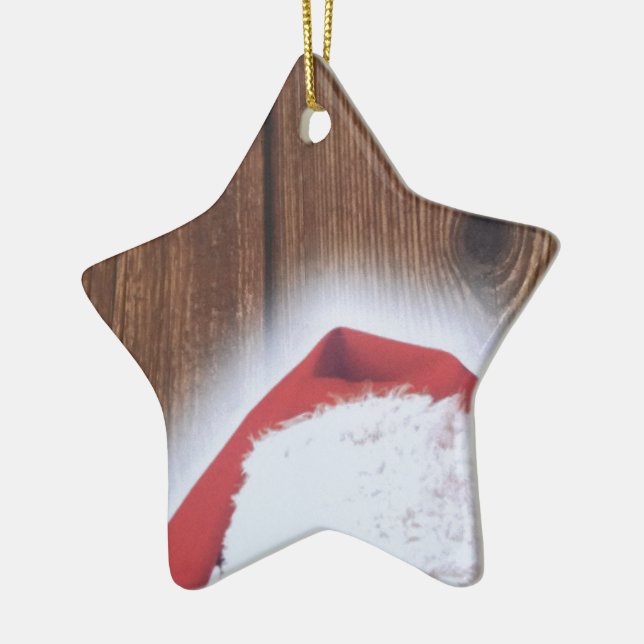 Merry Christmas Eve, Hat of Santa Ceramic Ornament (Left)