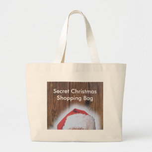 Merry Christmas Eve, Hat of Santa Large Tote Bag