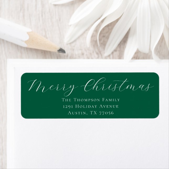 Merry Christmas Evergreen Return Address Label (En situation)
