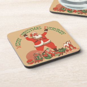 Merry Christmas Everybody! Vintage Santa Claus Coaster