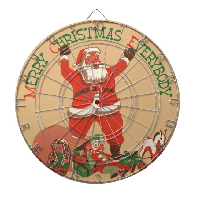 Merry Christmas Everybody! Vintage Santa Claus Dartboard (Front)