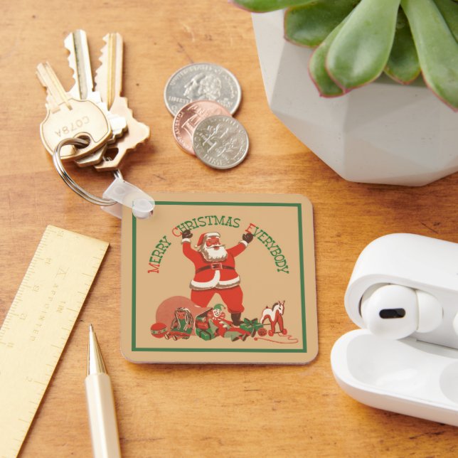 Merry Christmas Everybody! Vintage Santa Claus Keychain (Desk)