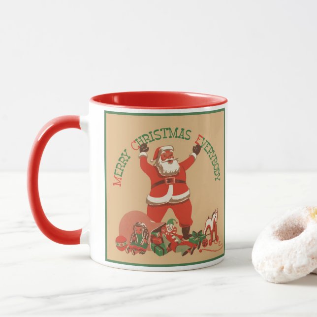 Merry Christmas Everybody! Vintage Santa Claus Mug (With Donut)