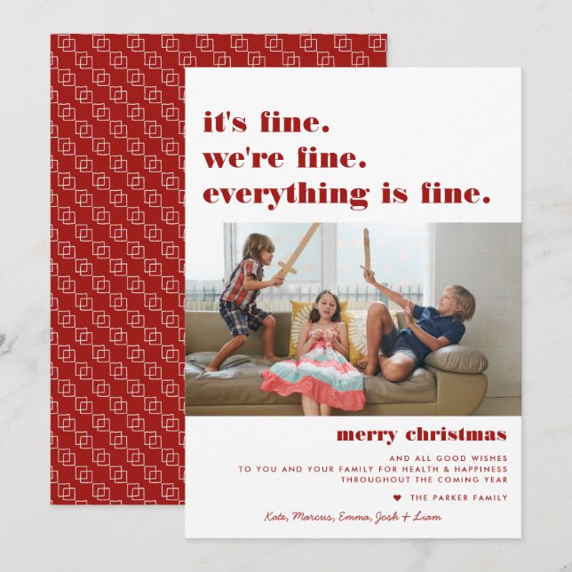 Merry Christmas | Everything is Fine Funny Holiday Card (Front/Back)