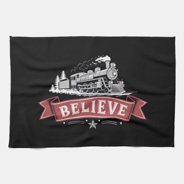 Merry Christmas Express North Pole Xmas Santa  Kitchen Towel (Horizontal)